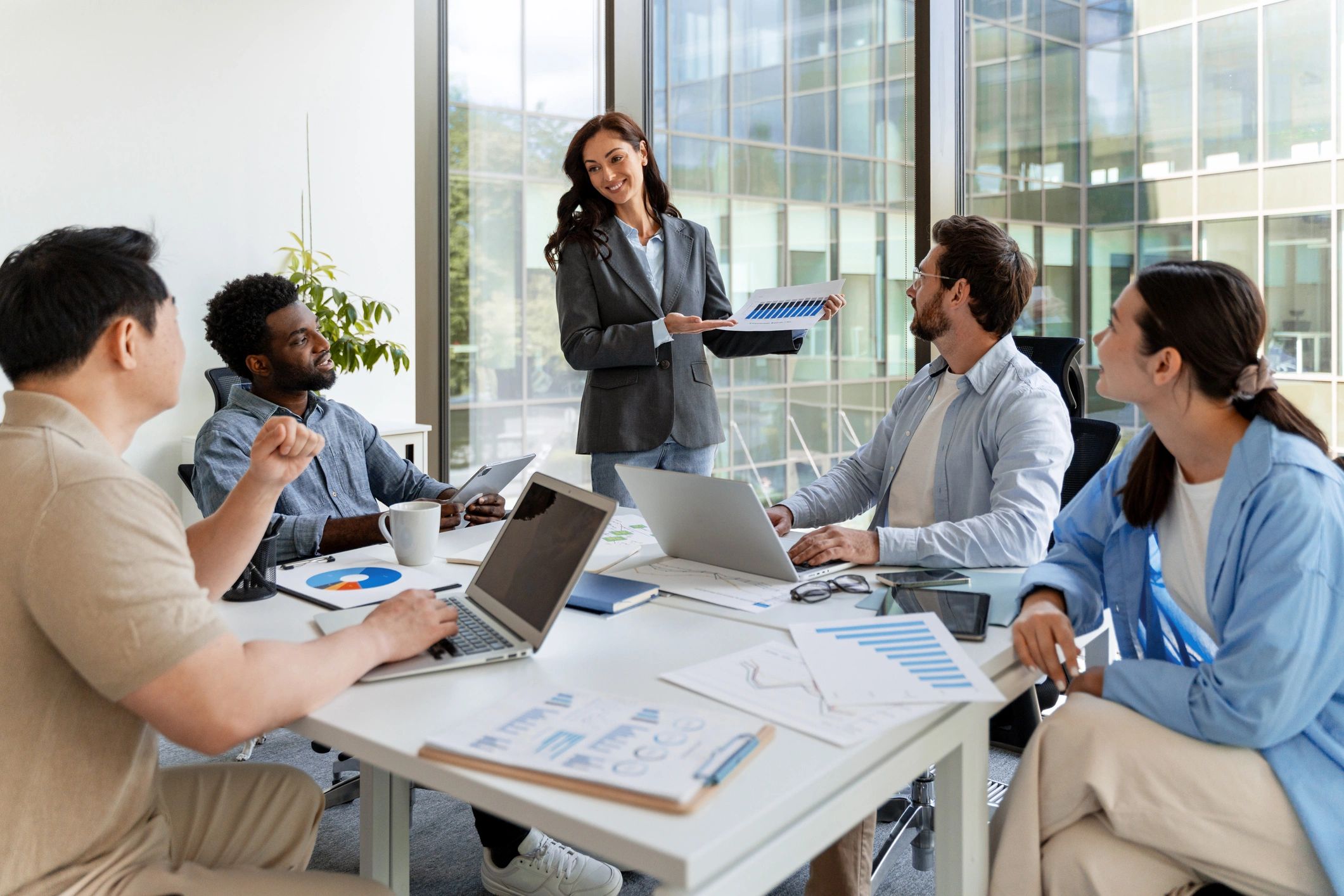 professional sales team leadership modern office